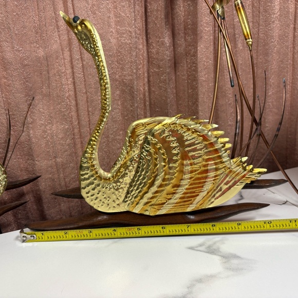 vintage mid-century modern metal and wood wall hanging
